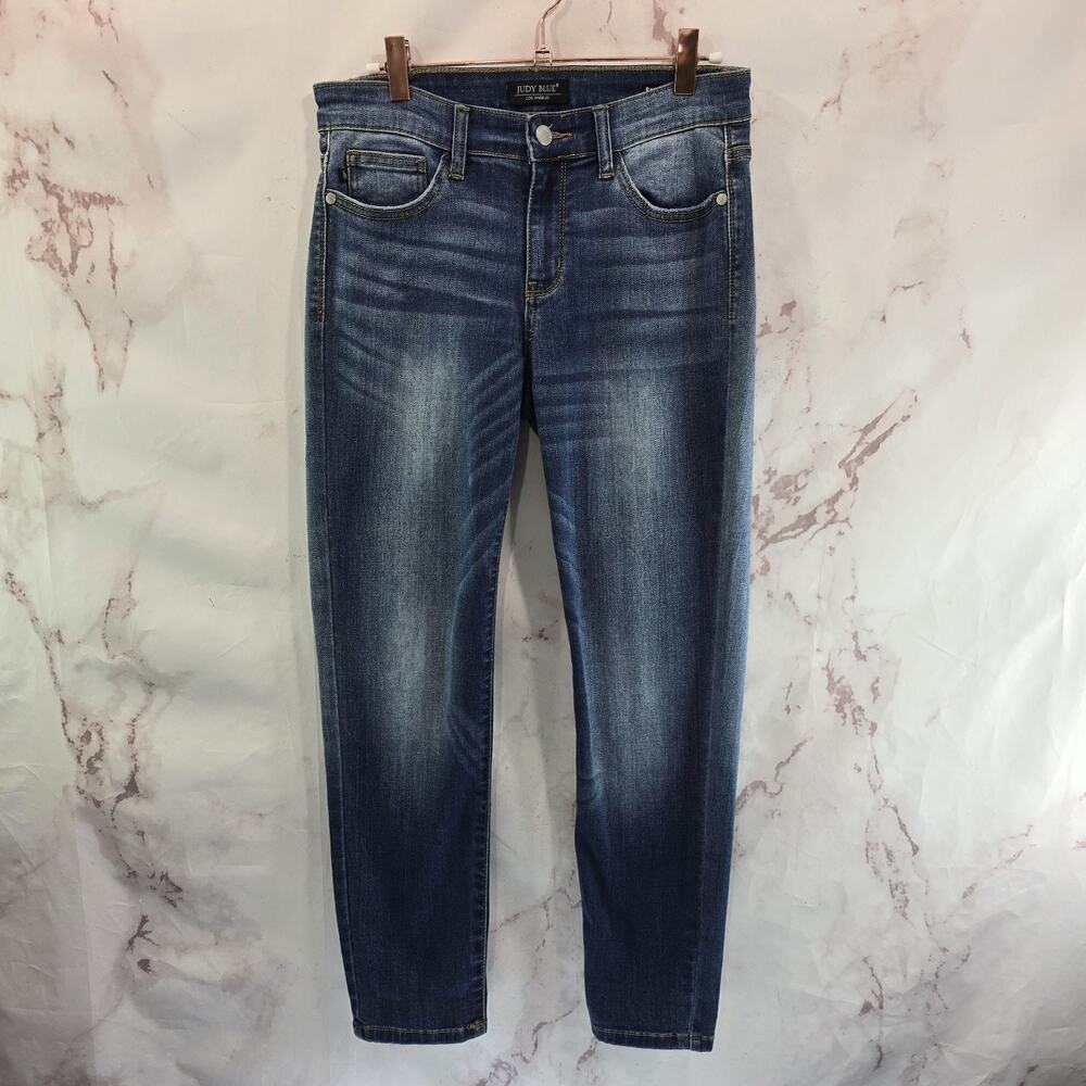 Judy Blue Jeans Womens 7 28 Denim Relaxed Fit Medium Wash Crop High Rise Stretch